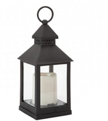 Black Lantern with Flickering LED Light